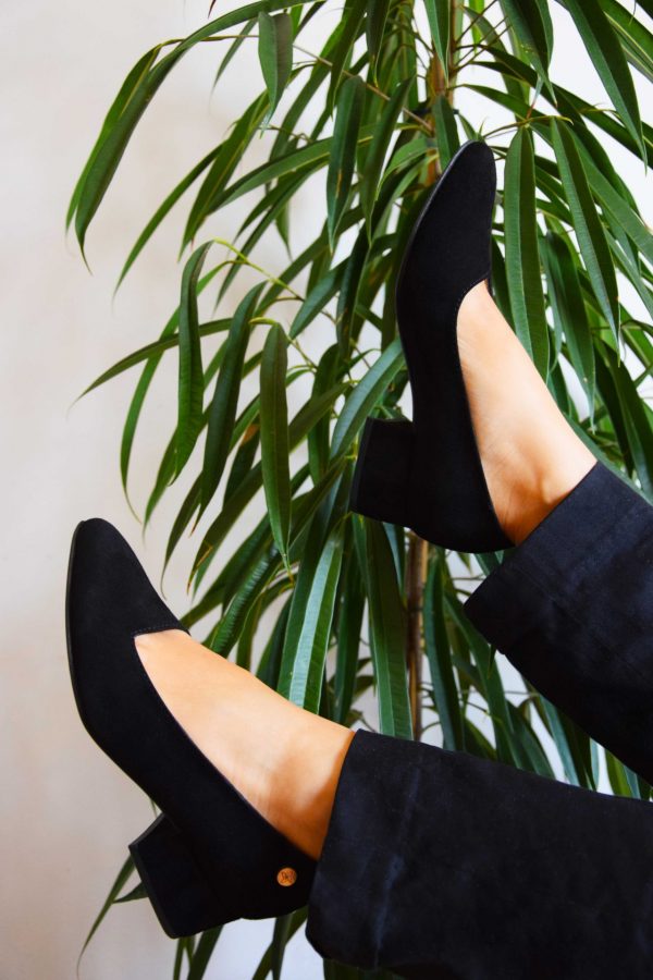 Black Pointy Medium Heel Slip-on by Small Shoes by Cristina Correia