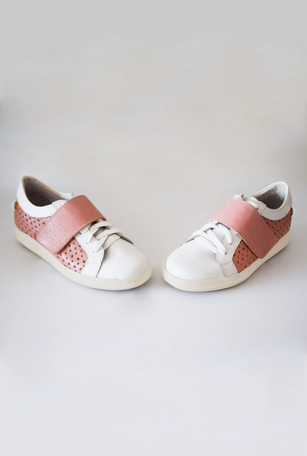 Pink and White Leather Sneakers by Small Shoes by Cristina Correia