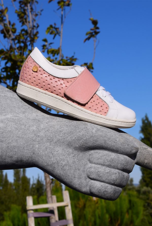 Pink and White Leather Sneakers by Small Shoes by Cristina Correia