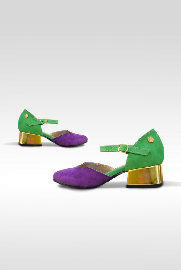 Purple and Green Semi-opened Shoes