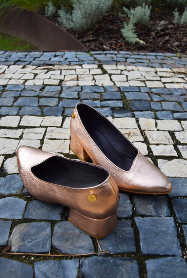 Copper Metallic Leather Pointy Slip-on by Small Shoes by Cristina Correia