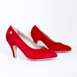 Red Suede Pumps in Small Sizes