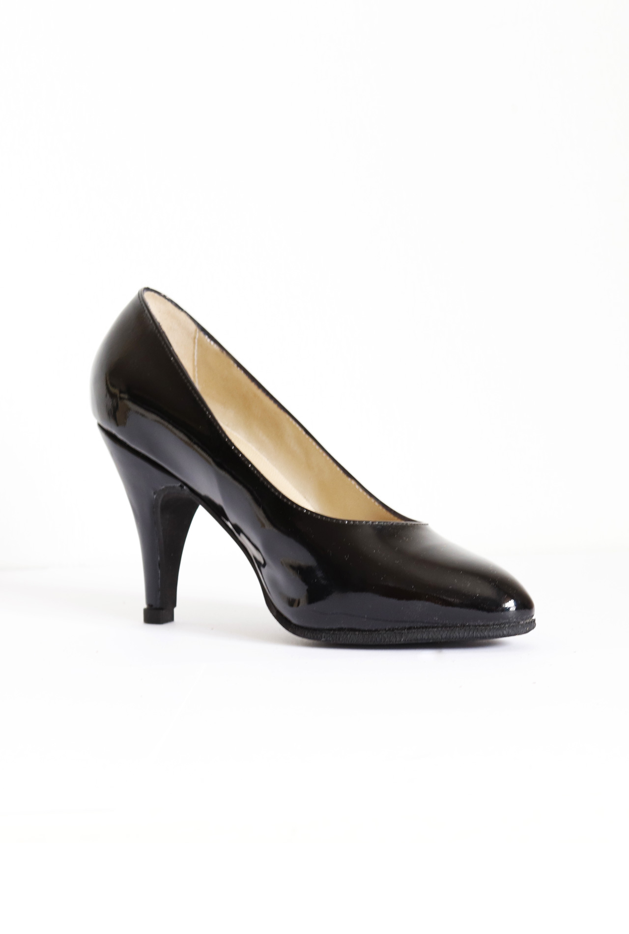 black patent leather stilettos