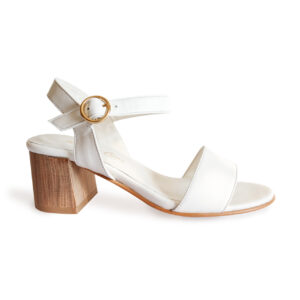 Leather Heel White Sandals